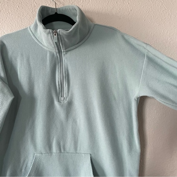 Cozy Soft Quarter Zip Pullover Sweater Women’s S Jade Green Ribbed Lightweight - Picture 7 of 12